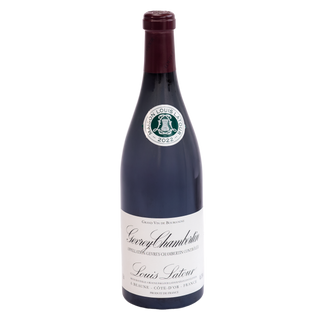 A bottle of Gevrey Chambertin Louis Latour red wine from the 2022 vintage, featuring a dark glass bottle with a white label and a dark red foil capsule, set against a plain white background.