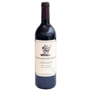 A bottle of Stag's Leap Wine Cellars Artemis Cabernet Sauvignon 2021 from the Napa Valley, featuring a cream-colored label with black text and illustration, set against a plain white background.