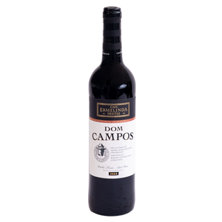 A bottle of Dom Campos Casa Ermelinda Freitas Vinho Tinto red wine, featuring a dark glass bottle with a black screw cap and a white label with black text, set against a plain white background.