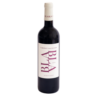 A bottle of BlaBla Cabernet Sauvignon 2020 from Jacquen L'Edition, featuring a dark glass bottle with a white label and a cream-colored neck foil.